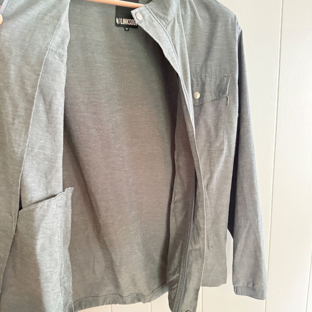 Linksoul‎ Jacket M Gray Blue Boardwalker Windbreaker Golf Full Zip Lightweight - Picture 10 of 11